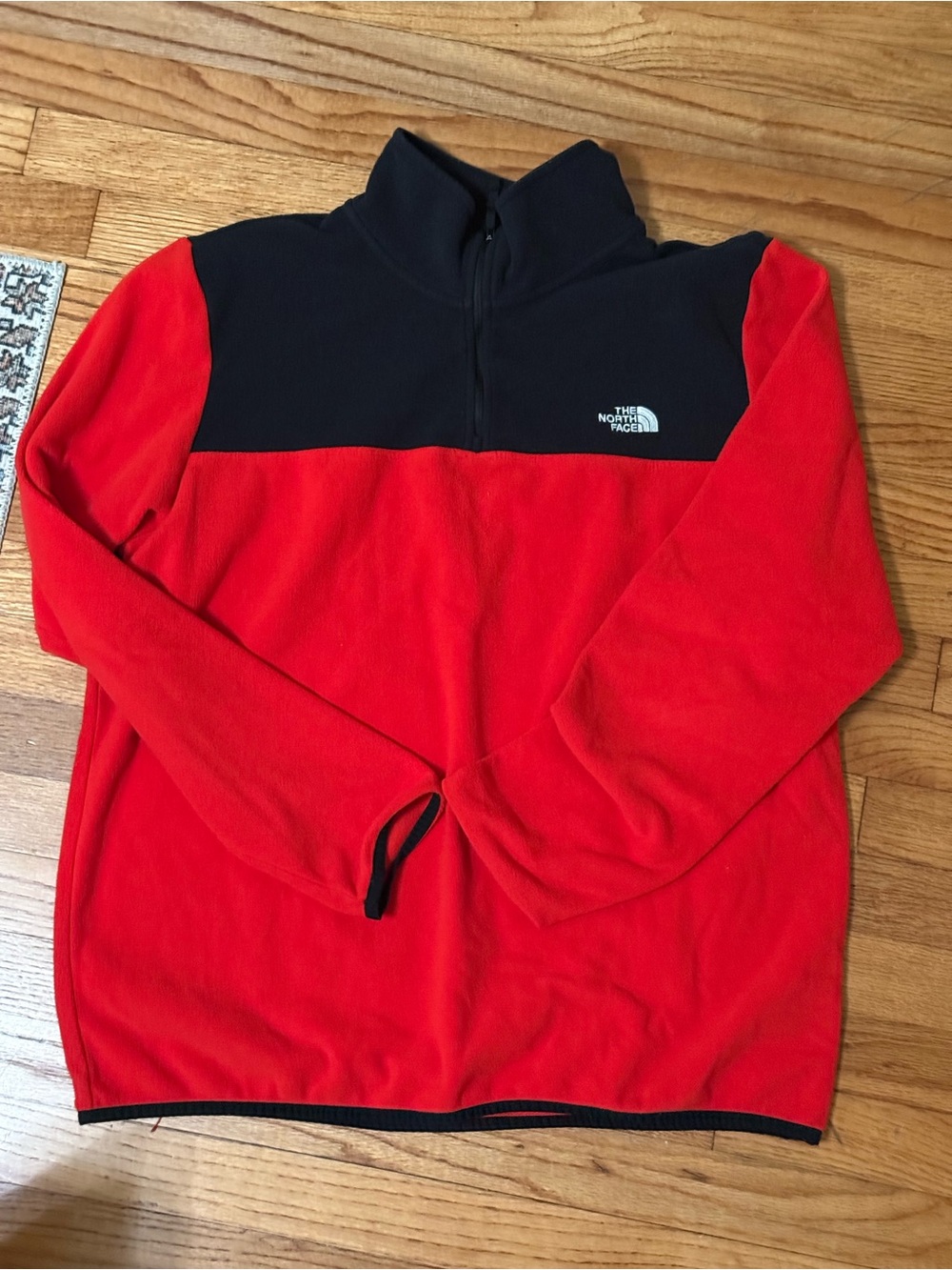 The North Face Red and Black Half-Zip Fleece Pullover